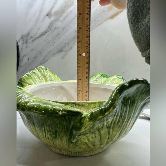 Green Ceramic Cabbage/Lettuce Soup Tureen with Ladle - Picture 14 of 17
